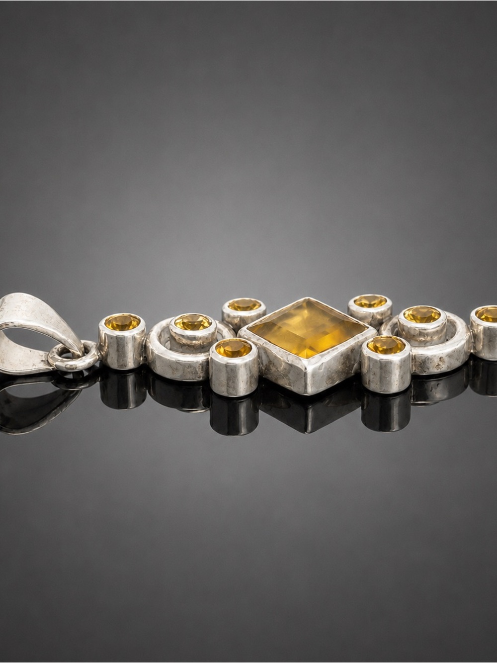 Estate Custom Sterling Silver Quartz Pendant - Picture 2 of 3